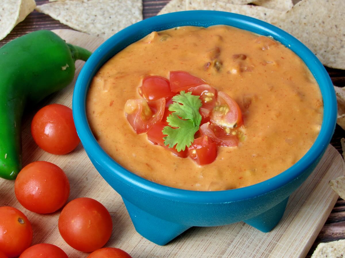 Dairy Free Cashew Queso with fresh veggies.