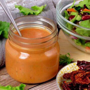 Creamy Sun Dried Tomato Salad Dressing recipe by Joyful Balance.