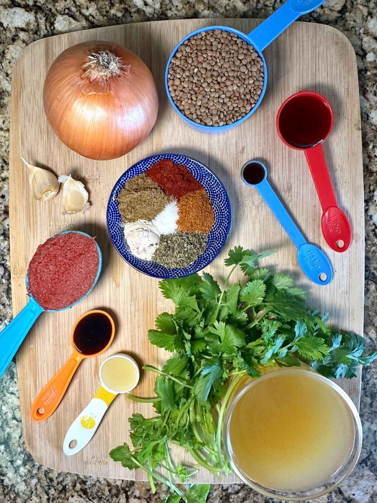 Ingredients for Vegan Lentil Taco Meat.