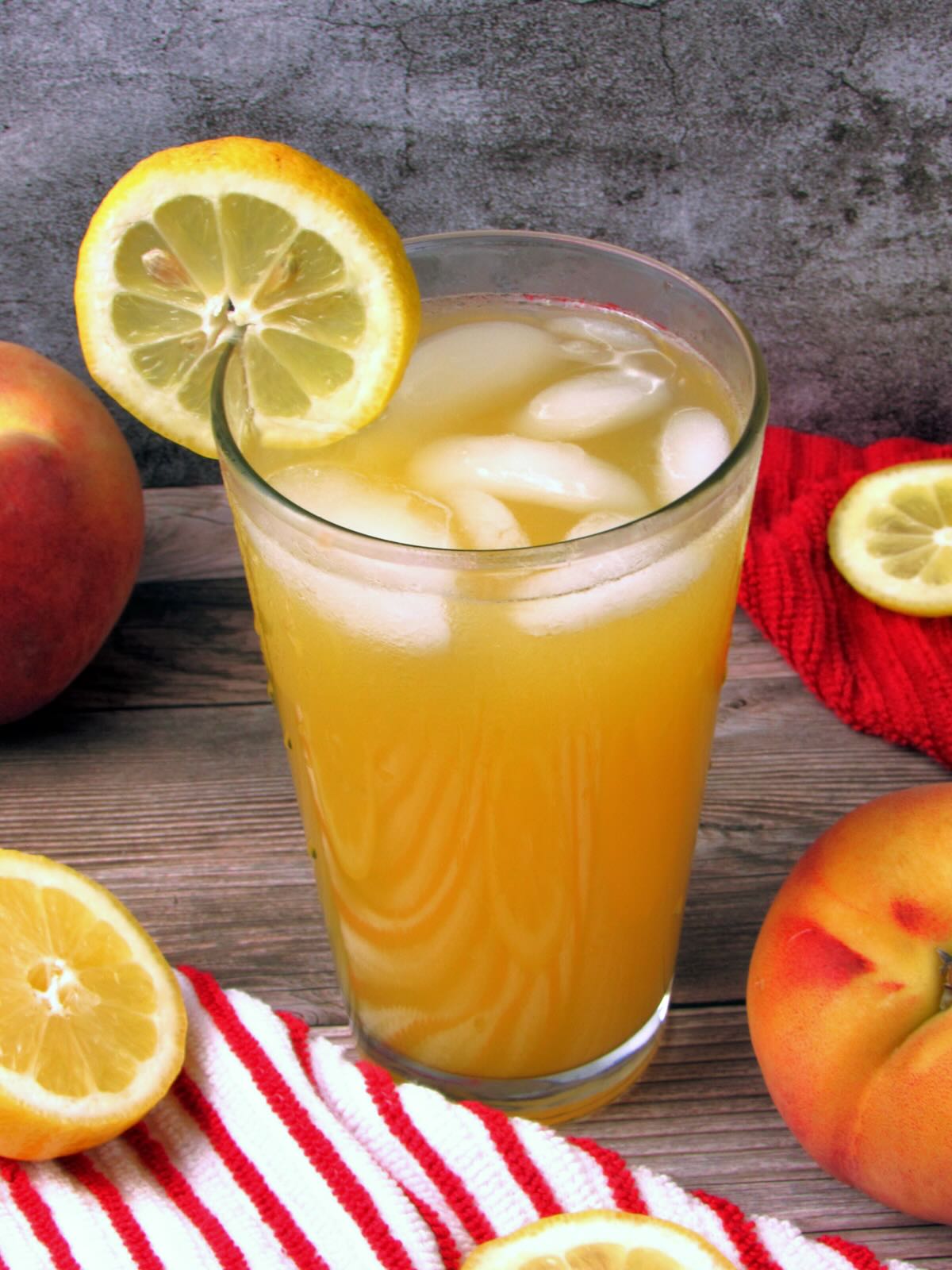 Fresh Peach Lemonade recipe by Joyful Balance.