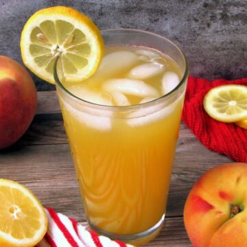 Fresh Peach Lemonade recipe with fresh lemons.