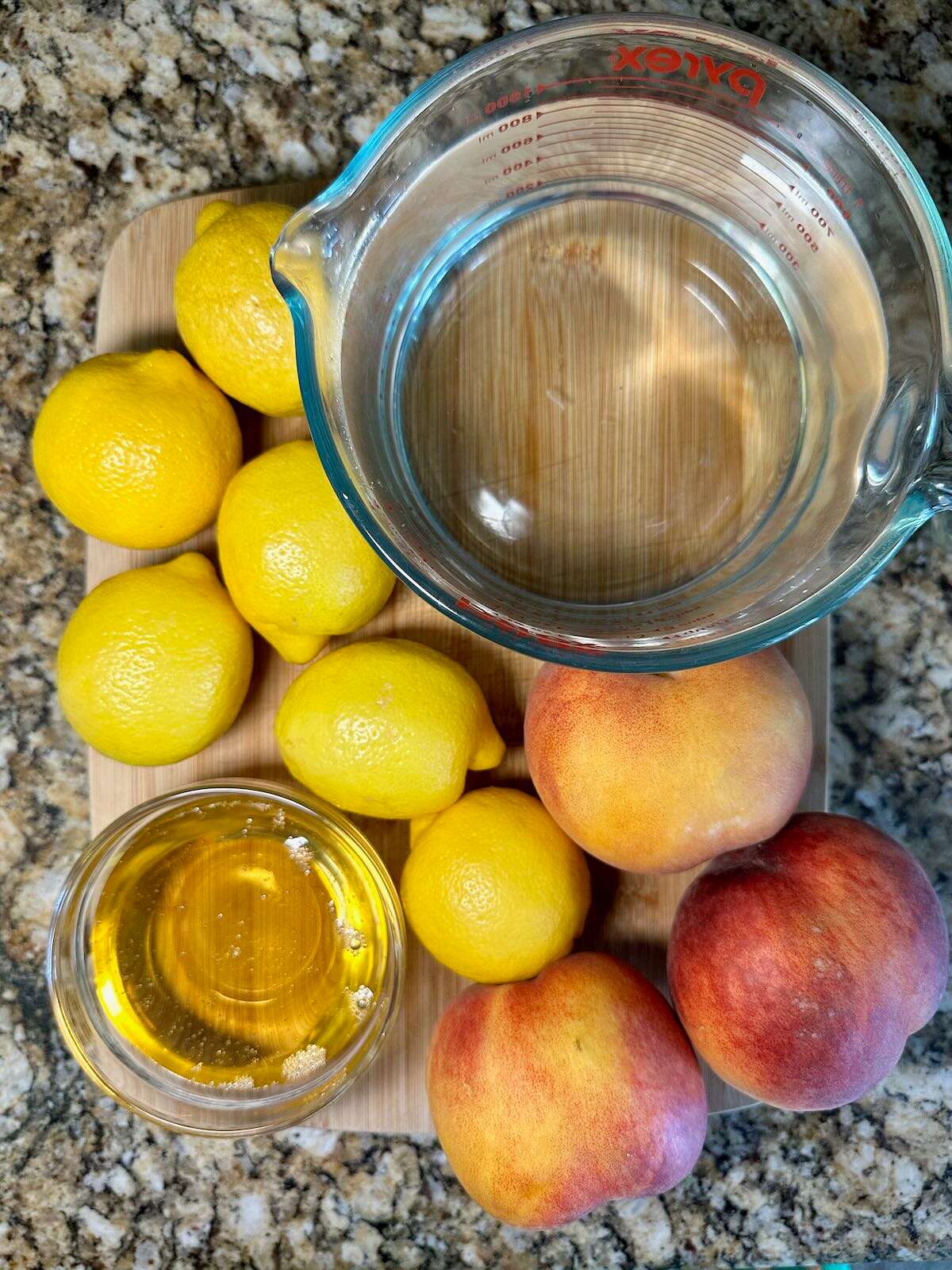 Ingredients for Homemade Peach Lemonade.