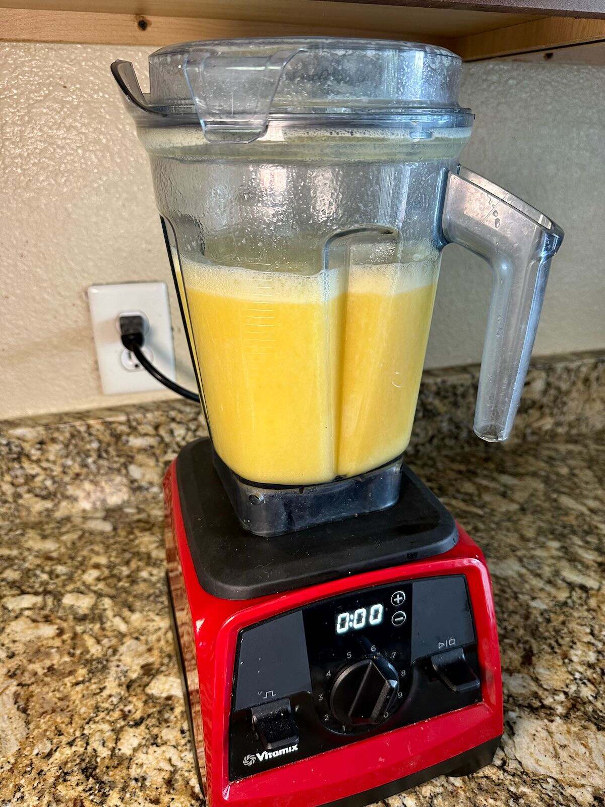 Blending up Peach Lemonade. 