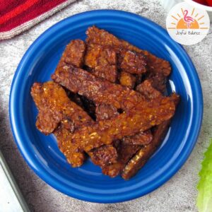 Vegan Smoky Tempeh Bacon recipe by Joyful Balance.