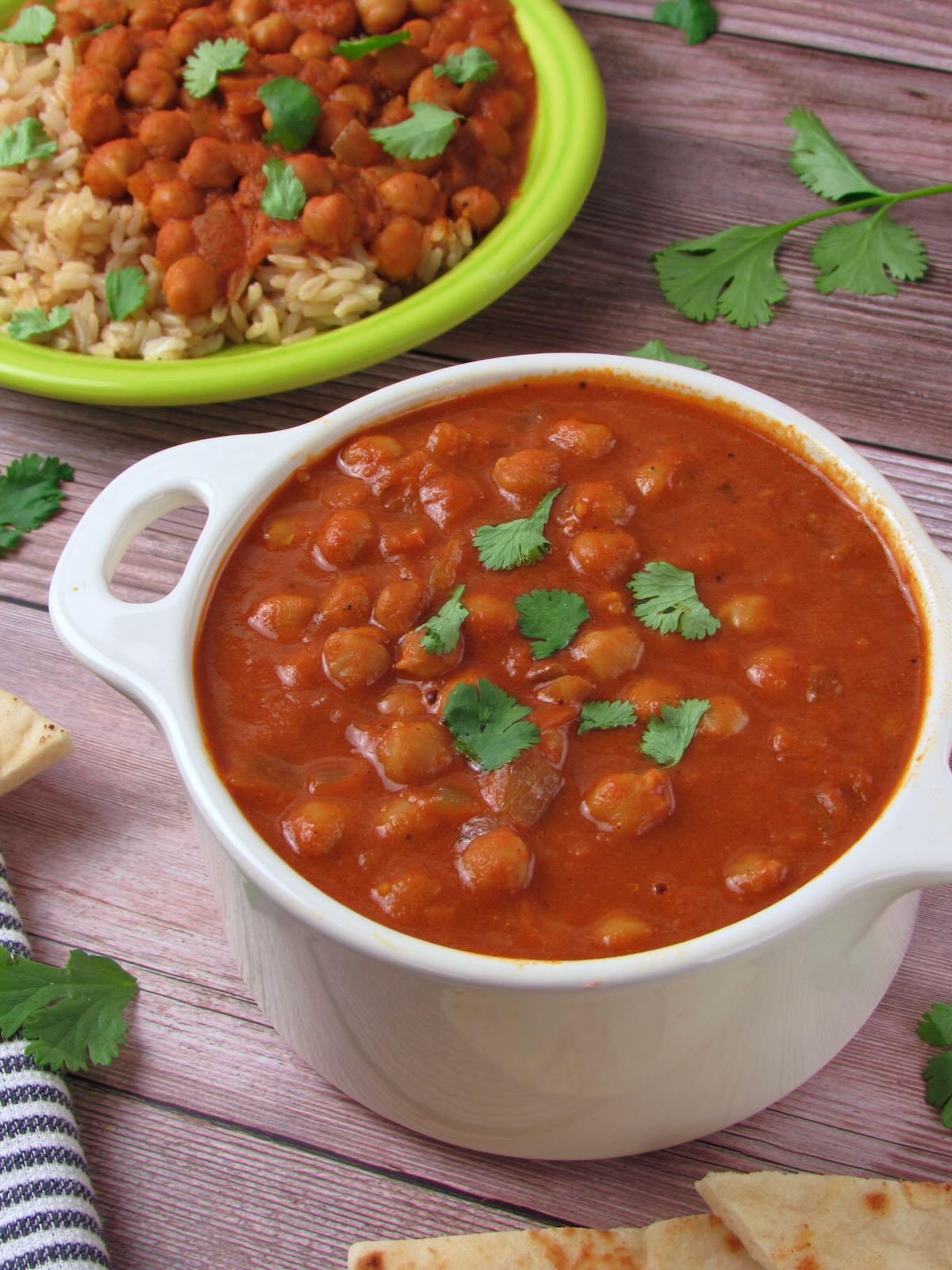 Vegan Tikka Masala with coconut milk and fresh cilantro.