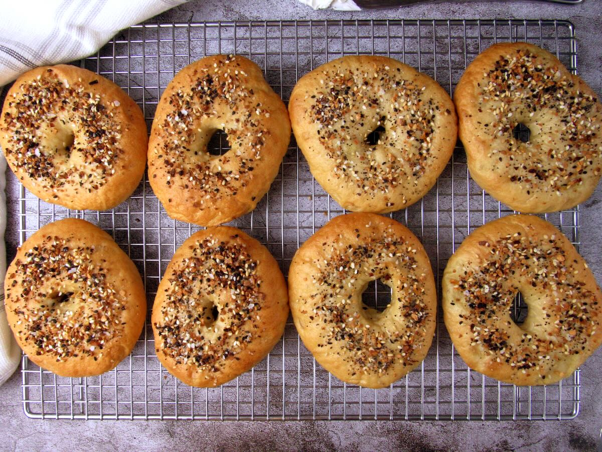 Vegan Bagel Recipe with Everything Bagel seasoning.
