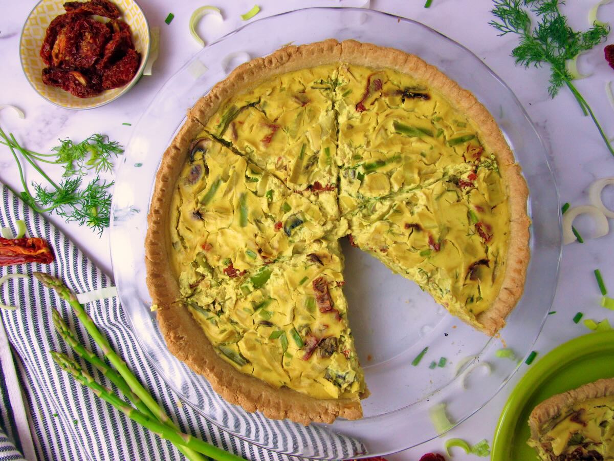 Vegan Quiche with tofu and veggies.