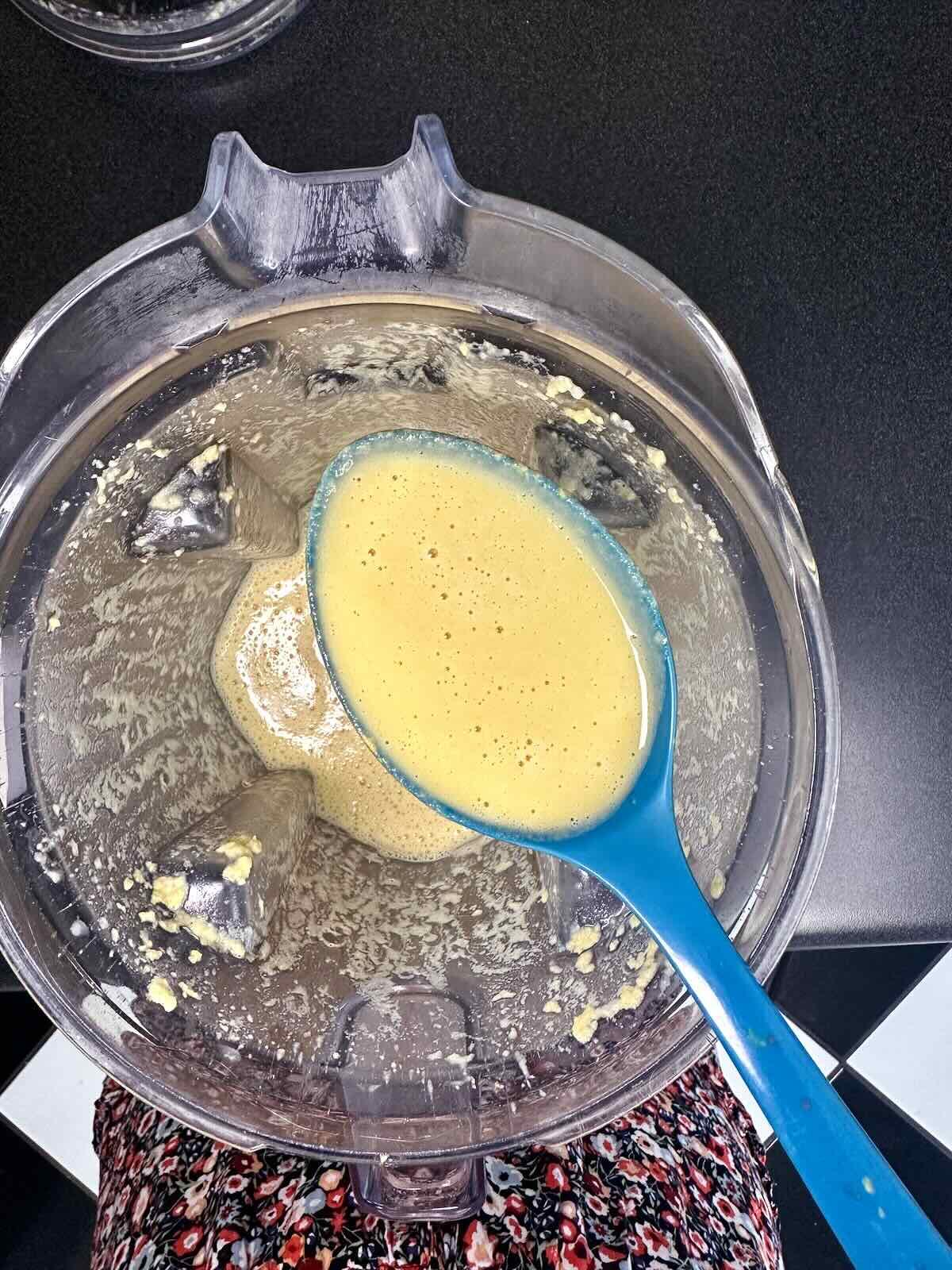 Blended mung bean egg mixture.
